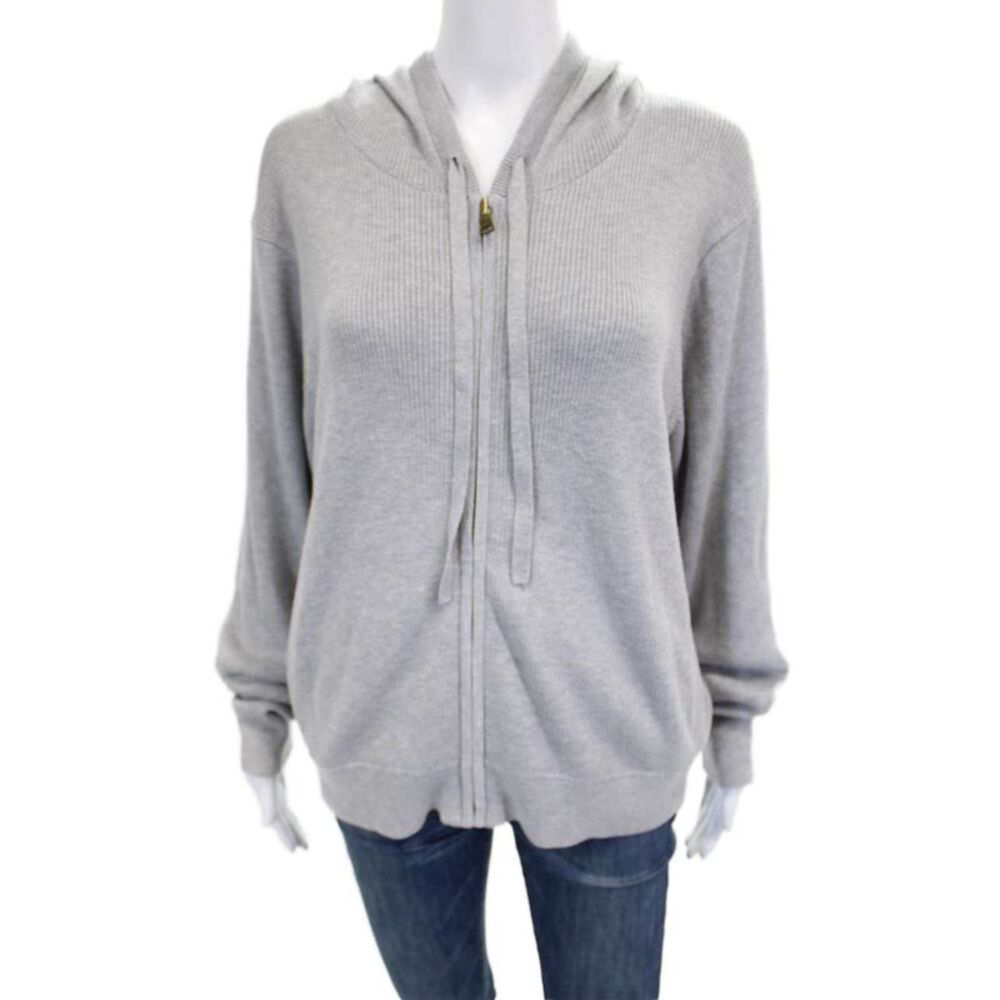 Rhone Mens Full Zip V Neck Gray Long Sleeve Sweater Size L